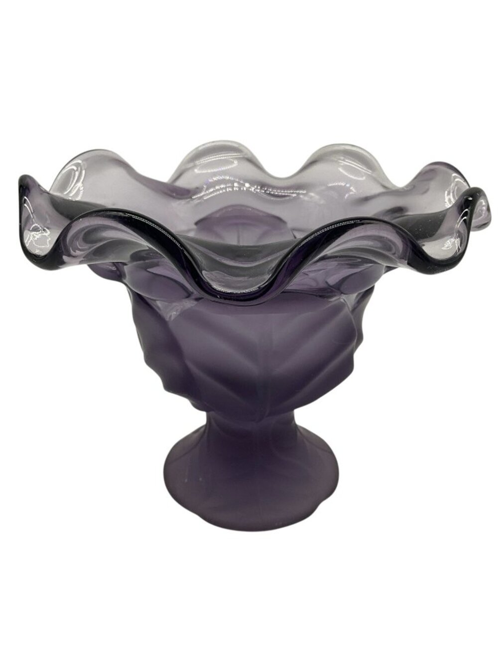 Viking Lilac Vintage Epic Cabbage Leaf Frosted Glass Bowl MCM Collectible